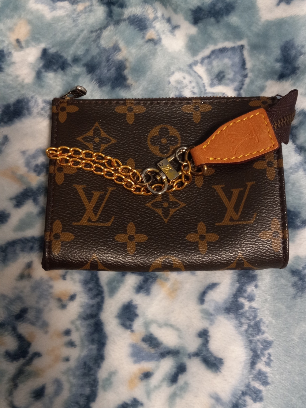 Louis Vuitton Monogram Canvas Key Pouch with Chain - Brown